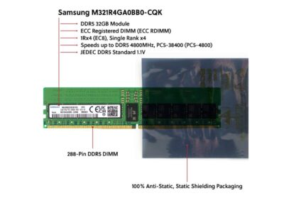 Samsung M321R4GA0BB0-CQK 32GB DDR5-4800 REG EC8 RDIMM PC5-38400R ECC Registered DIMM 288-Pin 1Rx4 1.1V Server Memory RAM Module wholesale Samsung M321R4GA0BB0-CQK 32GB DDR5-4800 REG EC8 RDIMM PC5-38400R ECC Registered DIMM 288-Pin 1Rx4 1.1V Server Memory RAM Module wholesale