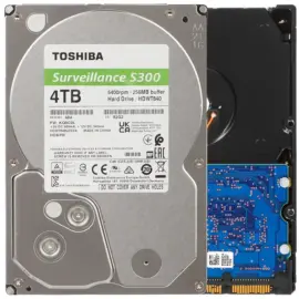 Toshiba 4TB S300 Surveillance HDD - 3.5 SATA Internal Hard Drive Supports up to 64 HD cameras at a 180TB/Year workload (HDWT840UZSVA)