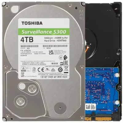 Toshiba 4TB S300 Surveillance HDD - 3.5 SATA Internal Hard Drive Supports up to 64 HD cameras at a 180TB/Year workload (HDWT840UZSVA) wholesale