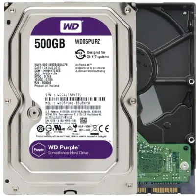 WD Purple 500GB Surveillance Hard Disk Drive - 5400 RPM Class SATA 6Gb/s 64MB Cache 3.5 Inch WD05PURZ wholesale
