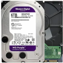 Western Digital Purple Surveillance 3.5-inch 5400rpm SATA Internal Hard Drive 6TB (WD64PURZ)