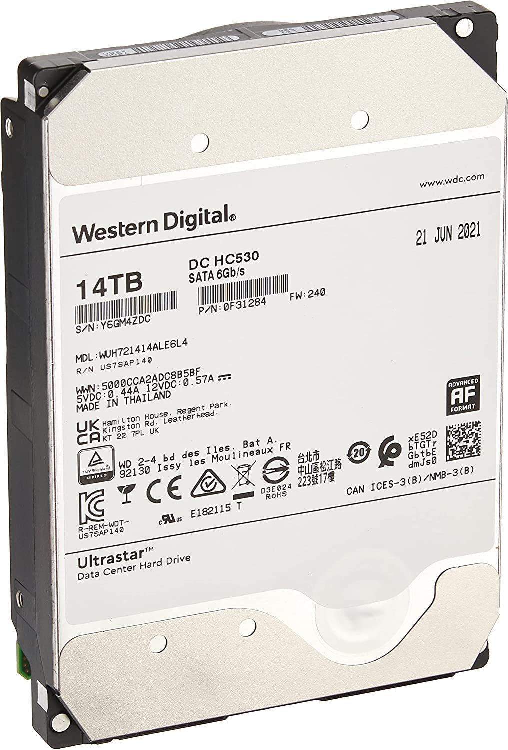 WD Ultrastar DC HC530 14TB 3.5" 512MB WUH721414ALE6L4 HDD Hard Disk Drive - Image 5